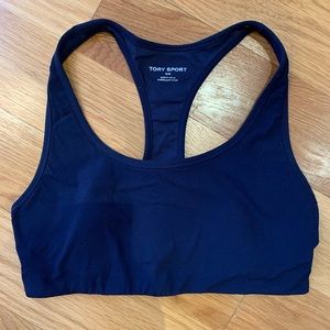 Tory Sport Mesh-Back Sports Bra, Size M, Navy